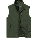 Men Sleeveless Stand Collar Loose Vest Multi-pockets Vest (Color:Army Green Size:XXXXL)