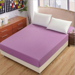 Plain Mattress Protector Bed Mat Mattress Cover Fitted Sheet  Size:180X200cm(Lilac)