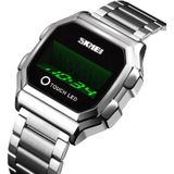 SKMEI 1650 Steel Strap Version LED Digital Display Electronic Watch with Touch Luminous Button(Silver)
