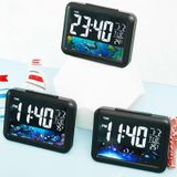Color Screen Children Electronic Alarm Clock LCD Bedside Alarm Clock(Black Whale)