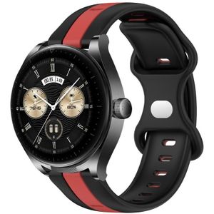 Voor Huawei Watch Buds 20 mm vlindergesp tweekleurige siliconen horlogeband (zwart + rood)
