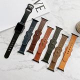 8-shape Buckle Retro Leather Replacement Strap Watchband For Apple Watch Series 7 & 6 & SE & 5 & 4 44mm  / 3 & 2 & 1 42mm(Black)