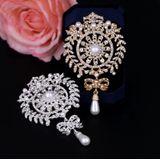 2 PCS Crown Brooch Pearl Butterfly Fringed Brooch(Sliver)
