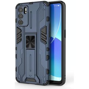 For OPPO Reno6 Pro 5G Supersonic PC + TPU Shock-proof Protective Case with Holder(Dark Blue)
