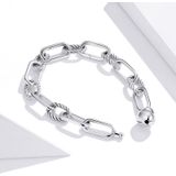 S925 Sterling Silver Paperclip Love Women Bracelet Jewelry  Size:19cm