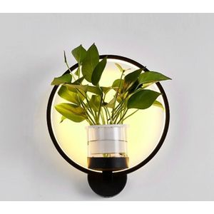 18W Warm Light Plant LED Wall Lamp Modern Minimalist Interior Balcony Wall Lamp Without Plants(3028 Black Box)