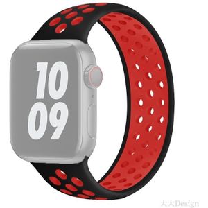 Elastic Silicone Watchband For Apple Watch Series 6 & SE & 5 & 4 40mm / 3 & 2 & 1 38mm  Length:135mm(Black Red)