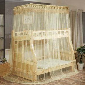 Double-layer Bunk Bed Telescopic Support Floor-to-child Bed Mosquito Net  Size:90x190 cm(Beige)