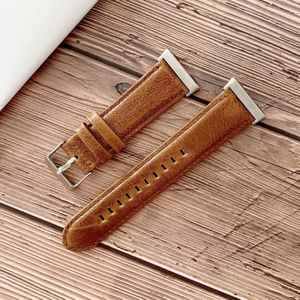 For OPPO Watch 46mm Crazy Horse Texture Genuine Leather Replacement Strap Watchband(Brown)