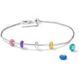 S925 Sterling Silver Color Silver Silicone Beads DIY Bracelet Necklace Accessories(Blue)