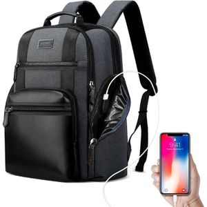 Bopai 851-014318 Fashion Outdoor Breathable Waterproof Anti-theft Three-layer Large Capacity Double Shoulder Bag with USB Charging Port  Size: 31x17x44cm(Grey)