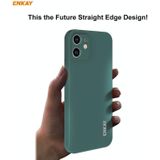 For iPhone 12 Hat-Prince ENKAY ENK-PC068 Liquid Silicone Straight Edge Shockproof Protective Case(Dark Green)