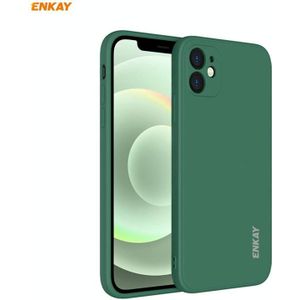 For iPhone 12 Hat-Prince ENKAY ENK-PC068 Liquid Silicone Straight Edge Shockproof Protective Case(Dark Green)