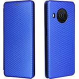For Nokia X10 Carbon Fiber Texture Magnetic Horizontal Flip TPU + PC + PU Leather Case with Card Slot(Blue)