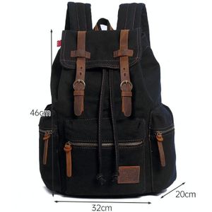 AUGUR 1039 Large Student Retro Canvas Backpack Shoulders Laptop Bag(Black)