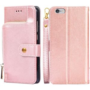 Zipper Bag PU + TPU Horizontal Flip Leather Case with Holder & Card Slot & Wallet & Lanyard For iPhone 6 / 6S(Gold)