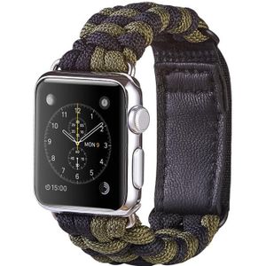 Paracord Plain Weave klittenband nylon horlogeband voor Apple Watch Series 8&7 41mm / SE 2&6&SE&5&4 40mm / 3&2&1 38mm(Groen)