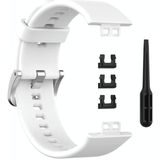 Voor Huawei Watch Fit Special Edition siliconen zilveren stalen gesp horlogeband