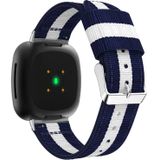 For Fitbit Versa 3 Nylon Replacement Strap Watchband(White Blue)