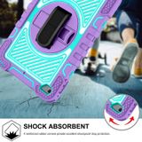 360 Degree Rotation Contrast Color Shockproof Silicone + PC Case with Holder & Hand Grip Strap & Shoulder Strap For iPad mini (2019) / 4(Purple+Mint Green)