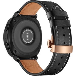 22mm For Huawei Watch GT2e / GT2 46mm Leather Butterfly Buckle Strap Rose Gold Buckle(Black)