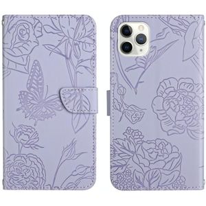 Skin Feel Butterfly Peony relif lederen telefooncase voor iphone 11 pro