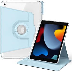 Voor iPad Pro 9.7 / 9.7 2018 / 2017 360 rotatie afneembare helder acryl lederen tablethoes