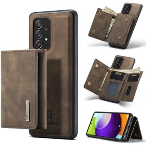 For Samsung Galaxy A52 5G / 4G DG.MING M1 Series 3-Fold Multi Card Wallet + Magnetic Back Cover Shockproof Case with Holder Function(Coffee)