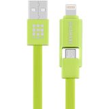 HAWEEL 2 in 1 Micro USB & 8 Pin to USB Data Sync Charge Cable  For iPhone  Galaxy  Huawei  Xiaomi  LG  HTC and other smart phones  Length: 1m(Green)