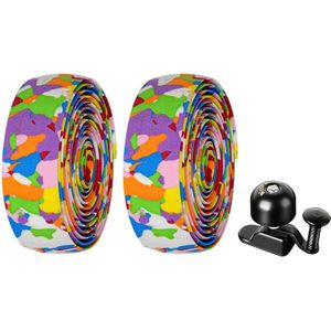 WEST BIKING YP1602782 Bicycle Bells With Supernouncing EVA Back Rubber Band Bell Combination Set(Colored Tape + Black Bell)