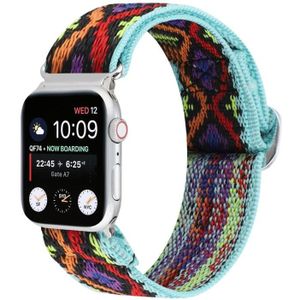 Voor Apple Watch Series 8&7 41mm / SE 2&6&SE&5&4 40mm / 3&2&1 38mm gesp elastische nylon horlogeband (paarse ruit)