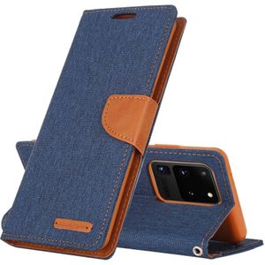 GOOSPERY CANVAS DIARY For Galaxy S20 Ultra Canvas Texture Horizontal Flip PU Leather Case  with Holder & Card Slots & Wallet(Navy Blue)