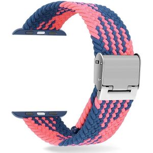 Braided + Stainless Steel Replacement Watchbands For Apple Watch Series 6 & SE & 5 & 4 44mm / 3 & 2 & 1 42mm(Blue Pink)