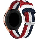 Voor Samsung Galaxy Watch4 40 / 44mm & Watch4 Classic 42/46mm Split Nylon Vervangingsriem Horlogeband (blauw wit rood)