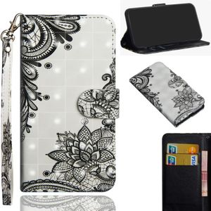 3D Painting Pattern Horizontal Flip TPU + PU Leather Case with Holder & Card Slots & Wallet For Huawei P30 Lite / Nova 4e(Black Flower)