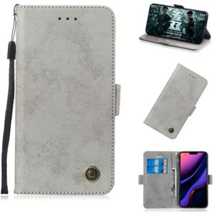 For iPhone 11 Pro Max Retro Horizontal Flip Leather Case with Card Slot & Holder(Gray)