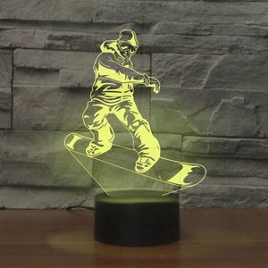 Skate Boy Shape 3D Colorful LED Vision Light Table Lamp  Charging Touch Version