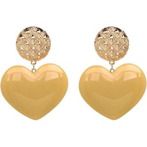 Peach Heart Earrings Retro Series Acrylic Stud Earrings for Women(Khaki)