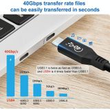 100W USB-C / TYPE-C 4.0 MANNELIJK NAAR USB-C / TYPE-C 4.0 MANNELIJKE FUITE-DATA-kabel voor Thunderbolt 3  Kabellengte: 0.5m