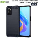 Voor OPPO A57 4G / A57 5G / A77 5G MOFI GENTLENDES SERIES Borstelde textuur Koolstofvezel Zachte TPU -behuizing