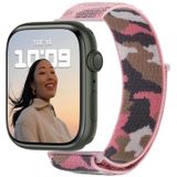 Nylon Loop Watch Band For Apple Watch Series 7 45mm / 6&SE&5&4 44mm / 3&2&1 42mm(Pink Camouflage)