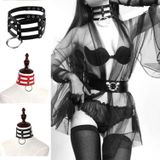 Harajuku Fashion Punk Gothic Rivets Collar Hand 3-rows Caged Leather Collar Necklace (Red+Dark Blue+Red)