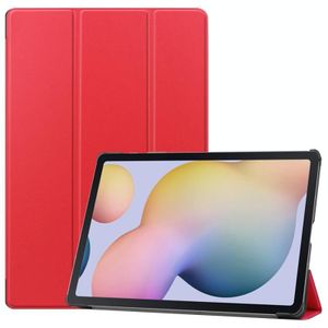 For Samsung Galaxy Tab S7 Plus Custer Texture Smart PU Leather Case with Sleep / Wake-up Function & 3-Fold Holder(Red)