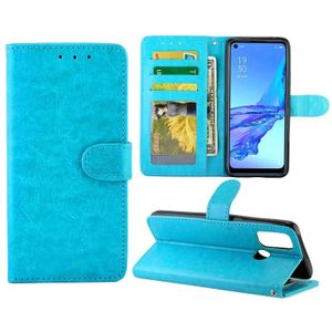 Voor OPPO A53 Crazy Horse Texture Leather Horizontale Flip Beschermhoes met Houder & Card Slots & Wallet & Photo Frame(baby Blue)