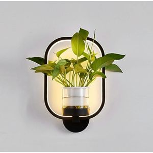 18W Warm Light Plant LED Wall Lamp Modern Minimalist Interior Balcony Wall Lamp Without Plants(3029 Black Box)