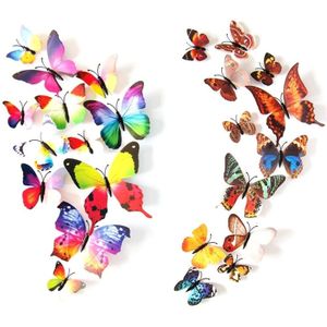 2 Set Creative 3D Color Butterfly Wall Stickers Living Room Bedroom Decoration Supplies  Pin Style  Random Color Delivery