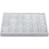 18 Grids Flannelette Ear Stud Earrings Ring Pendant Necklace Display Rack Jewelry Storage Tray