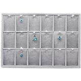 18 Grids Flannelette Ear Stud Earrings Ring Pendant Necklace Display Rack Jewelry Storage Tray