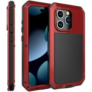 Voor iPhone 15 Pro Max Schokbestendig Leven Waterdicht Stofdicht Metaal + Siliconen Telefoonhoesje (Rood)