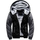 Winter Parka Men Plus Velvet Warm Windproof Coats Large Size Hooded Jackets(Black)